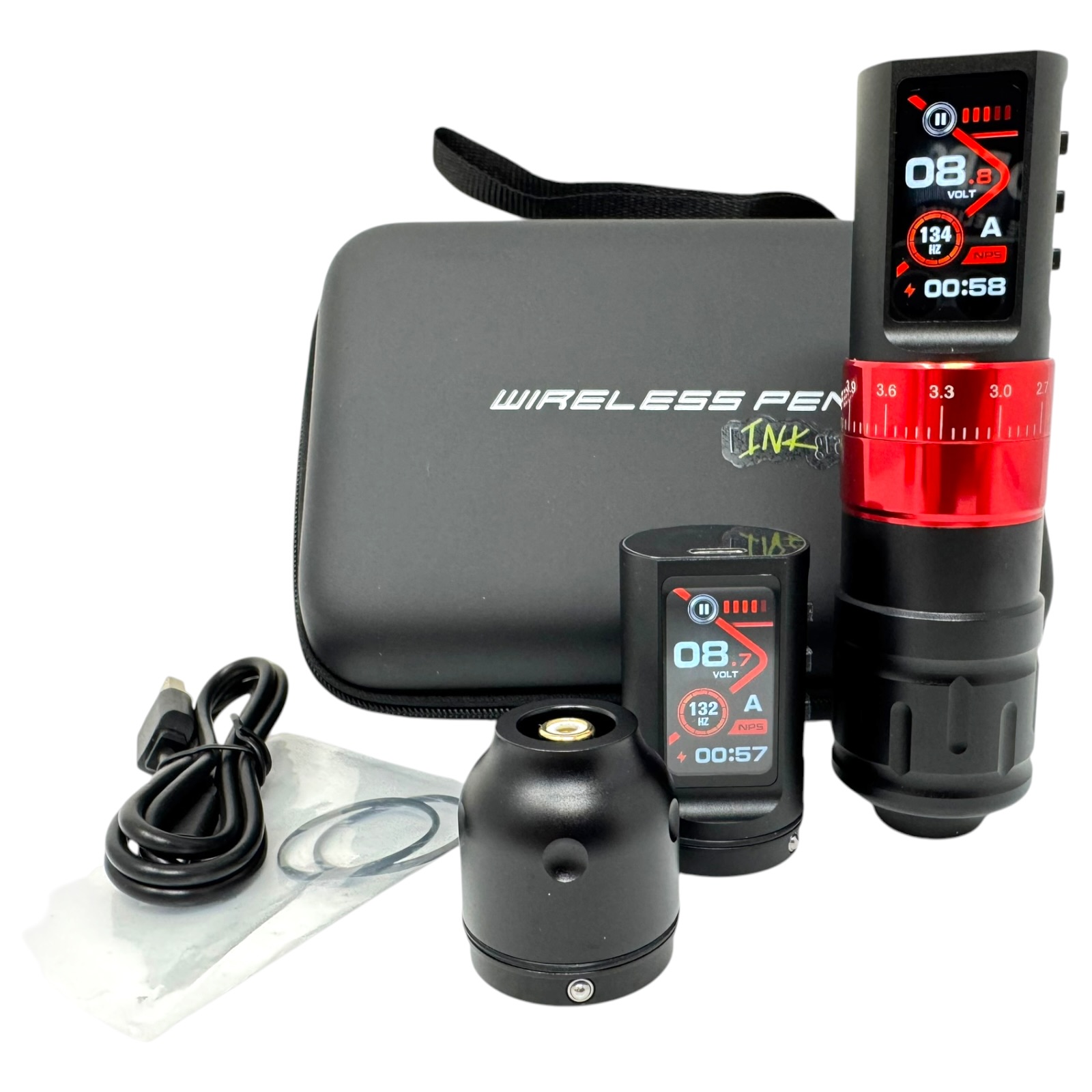 INKONE U1 RED Lightning - Wireless Tattoo PROFI Pen Maschine verstellbar - 2 Akkus - New Generation  Kopie