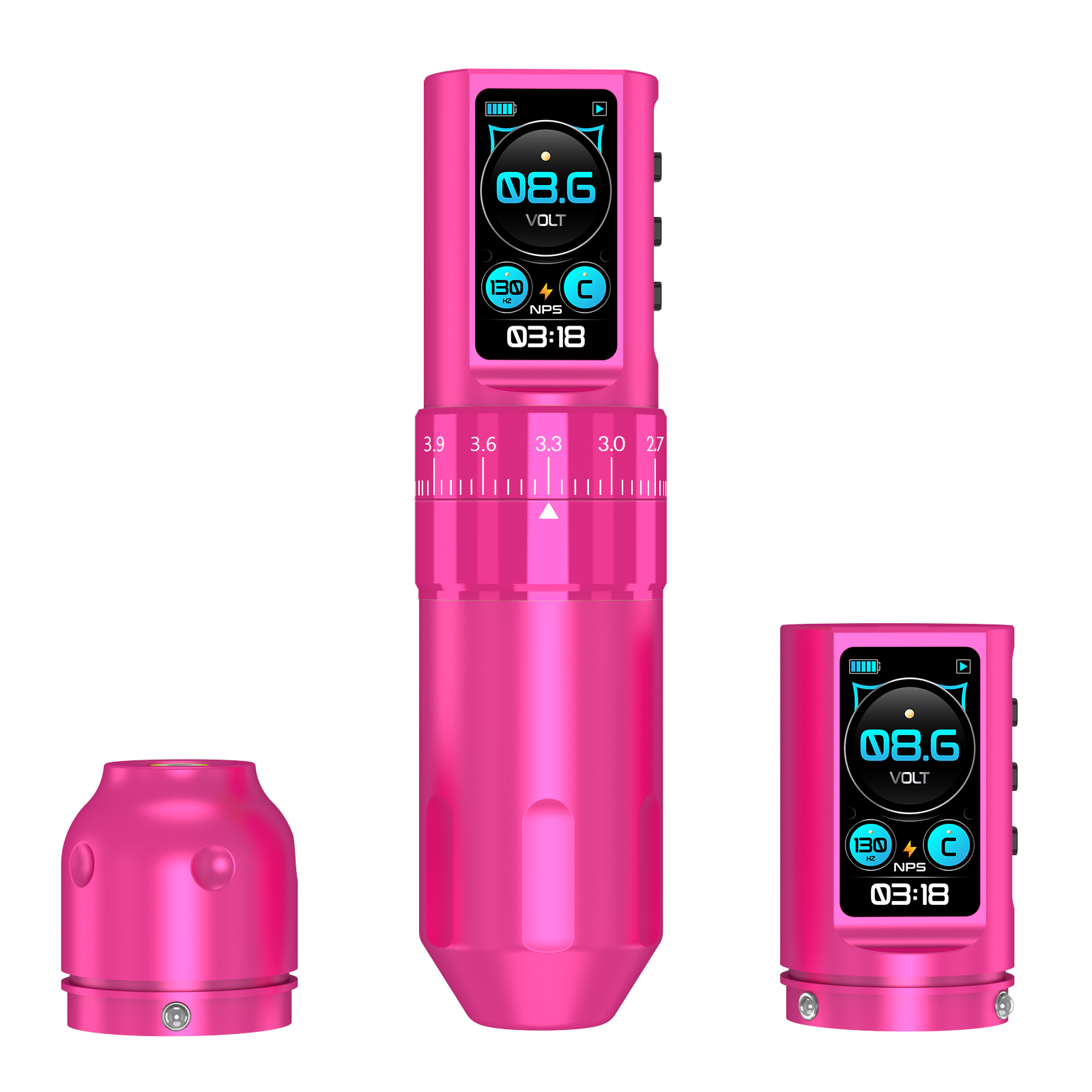 INKONE U2 PINK Lady - Wireless Tattoo PROFI Pen Maschine verstellbar - 2 Akkus - New Generation  