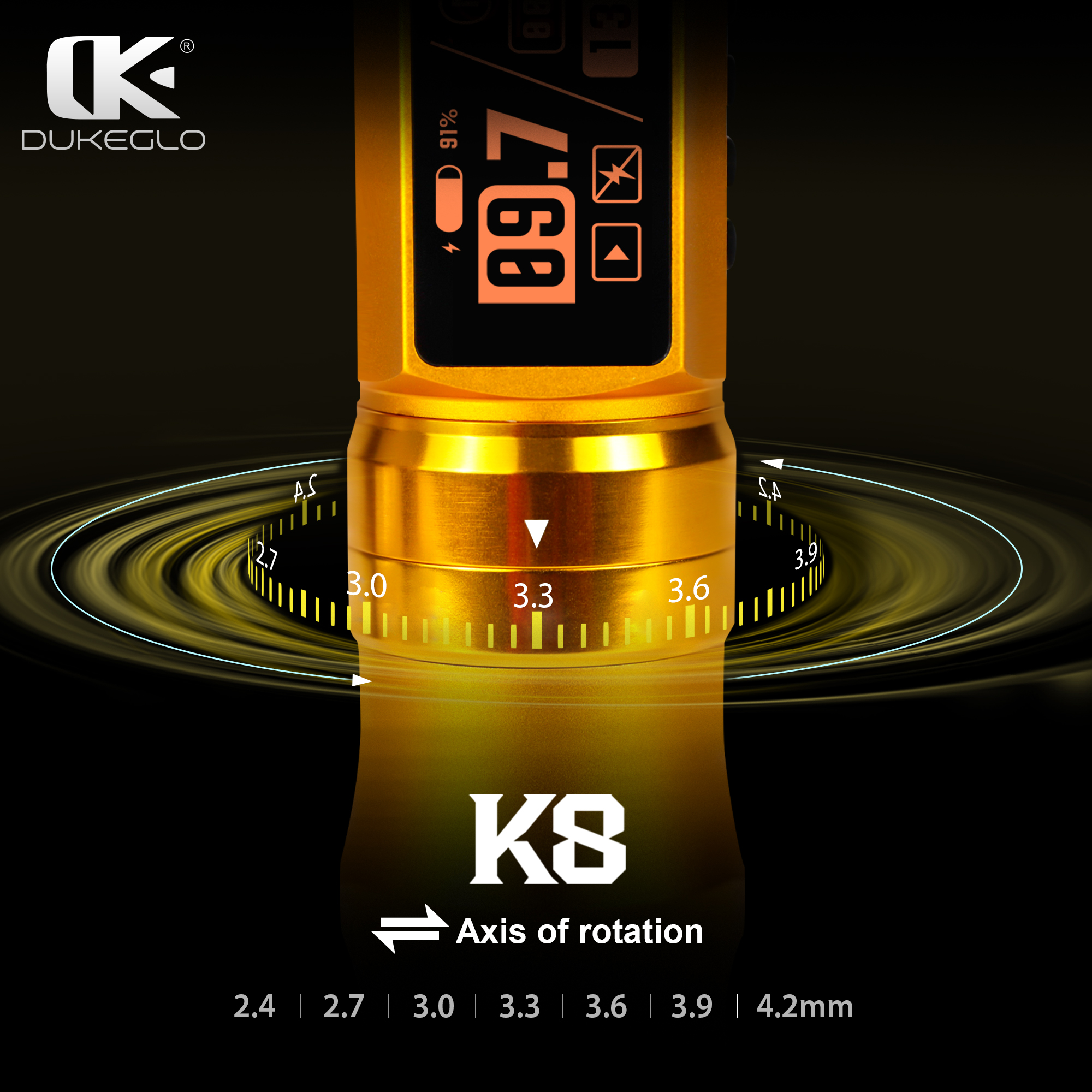 DUKE Wireless Pen K8 GOLD - kabellos - Hub verstellbar - mit extra starkem Akku