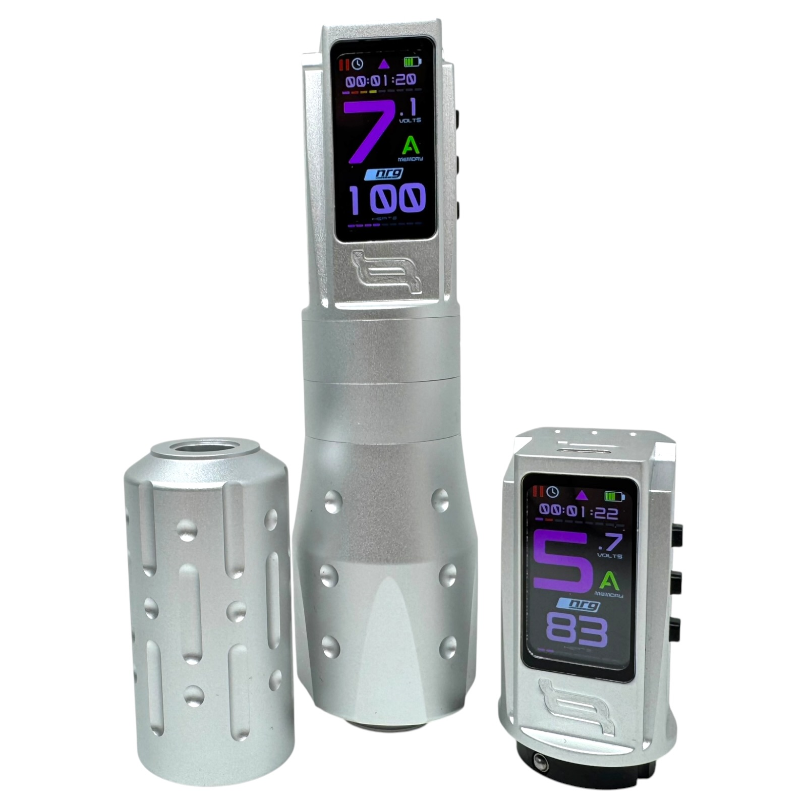 INKONE NRG White Chrome - Wireless Tattoo PROFI Pen Maschine verstellbar New Generation High End Japan - 2xAkku