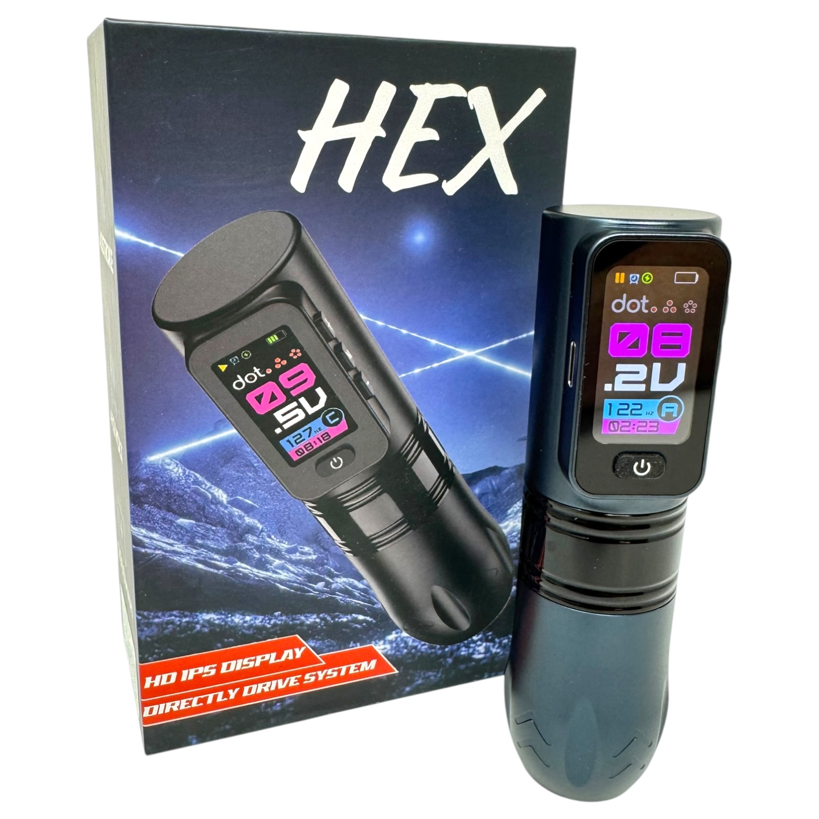 INKgrafiX® HEX Nightrazit - Wireless Tattoo PROFI Pen Maschine - HD Farbdisplay Speicher - Preis/Leistung!