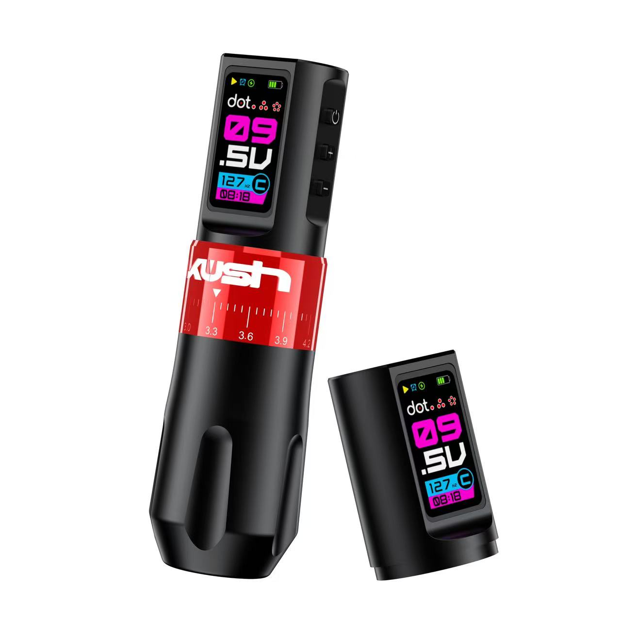 INKONE KUSH Blood Red - Wireless Tattoo PROFI Pen Maschine verstellbar New Generation - 2xAkku 