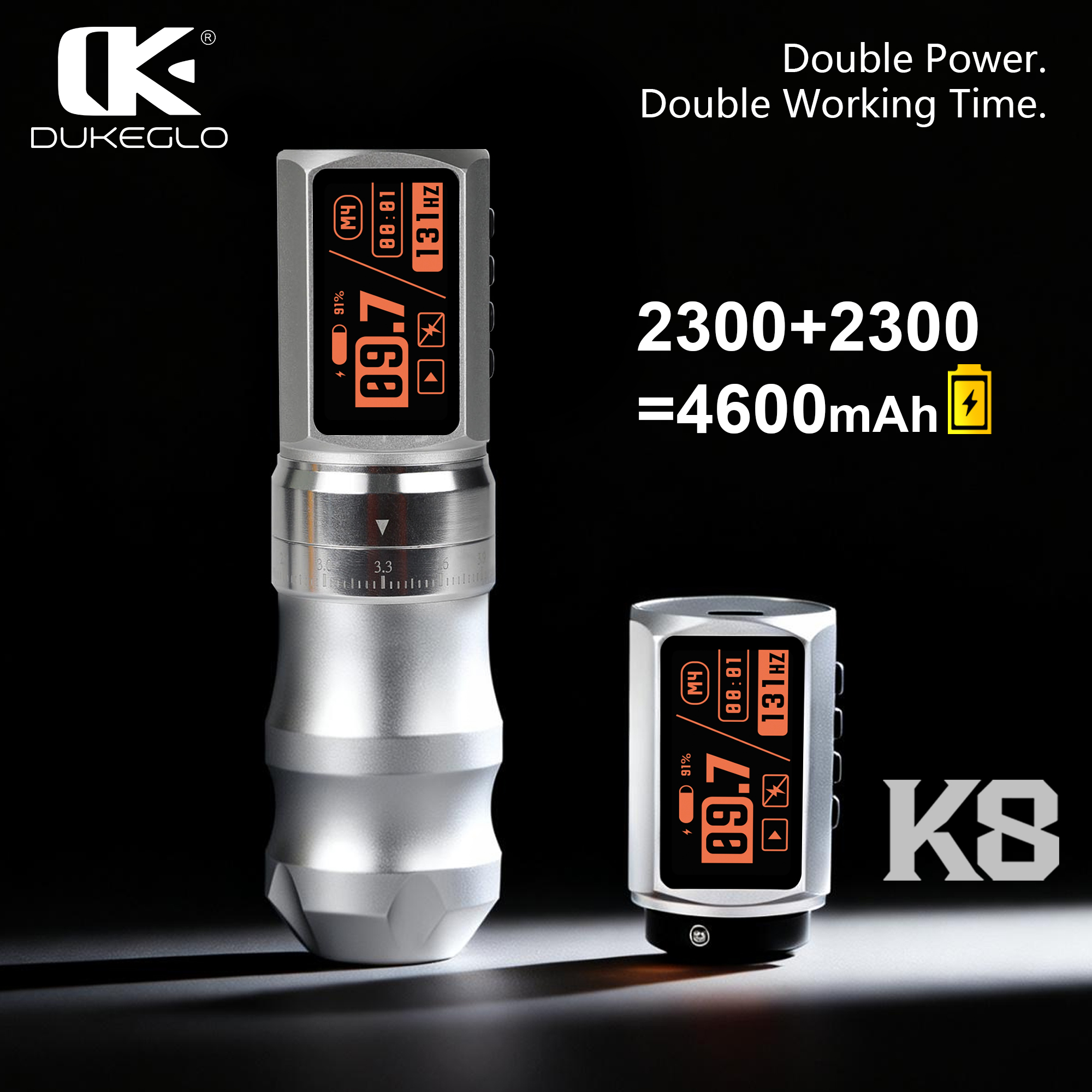 DUKE Wireless Pen K8 CHROM - kabellos - Hub verstellbar - mit extra starkem Akku