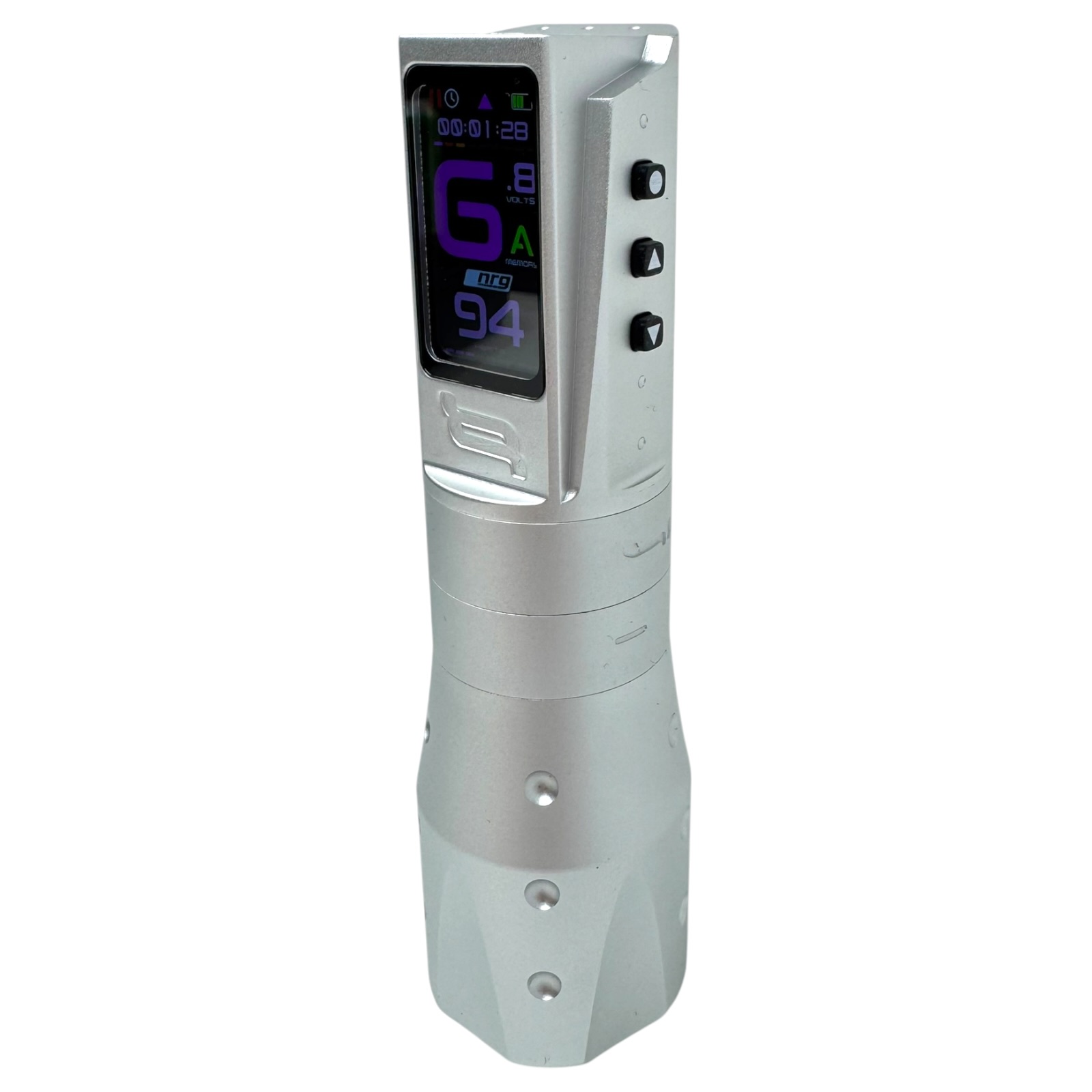 INKONE NRG White Chrome - Wireless Tattoo PROFI Pen Maschine verstellbar New Generation High End Japan - 2xAkku