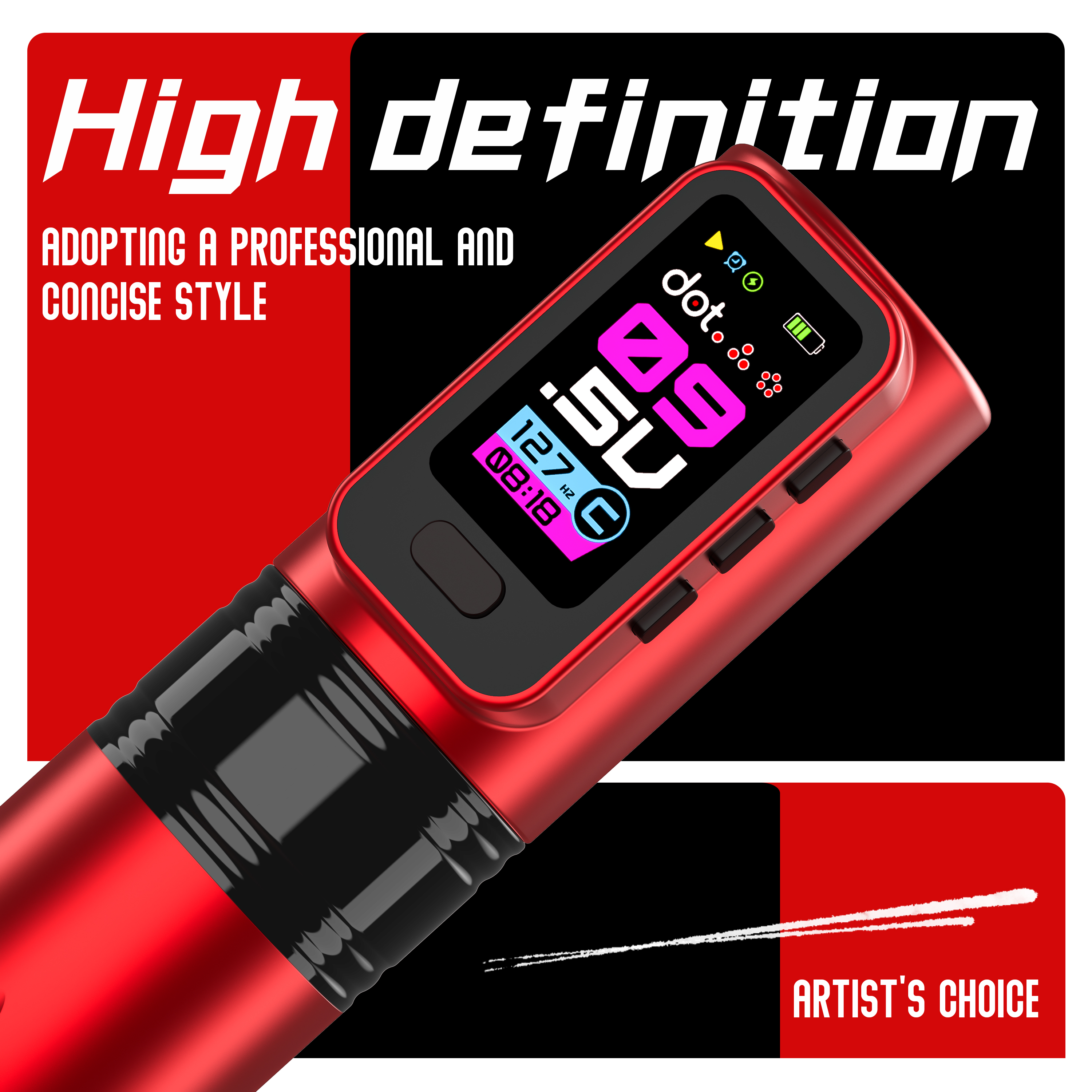 INKgrafiX® HEX Nightrazit - Wireless Tattoo PROFI Pen Maschine - HD Farbdisplay Speicher - Preis/Leistung!