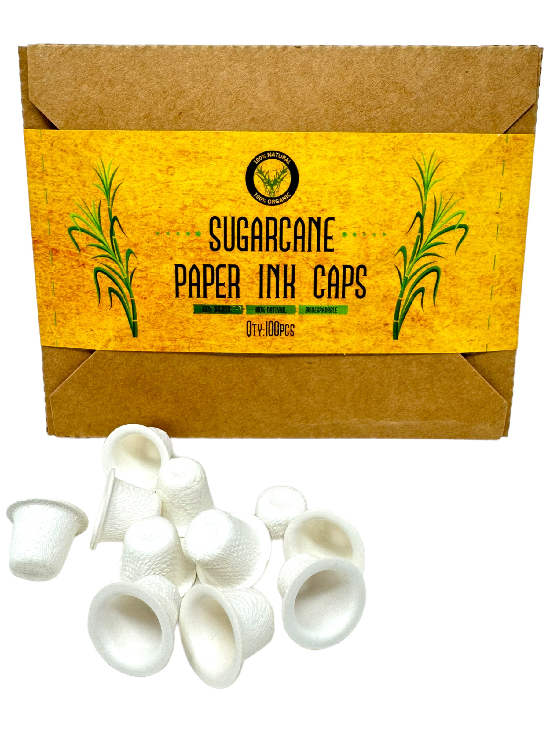 Tribal Jewelry® - 100 Farbkappen aus Zuckerrohr, Biologisch Abbaubar - Natürlich