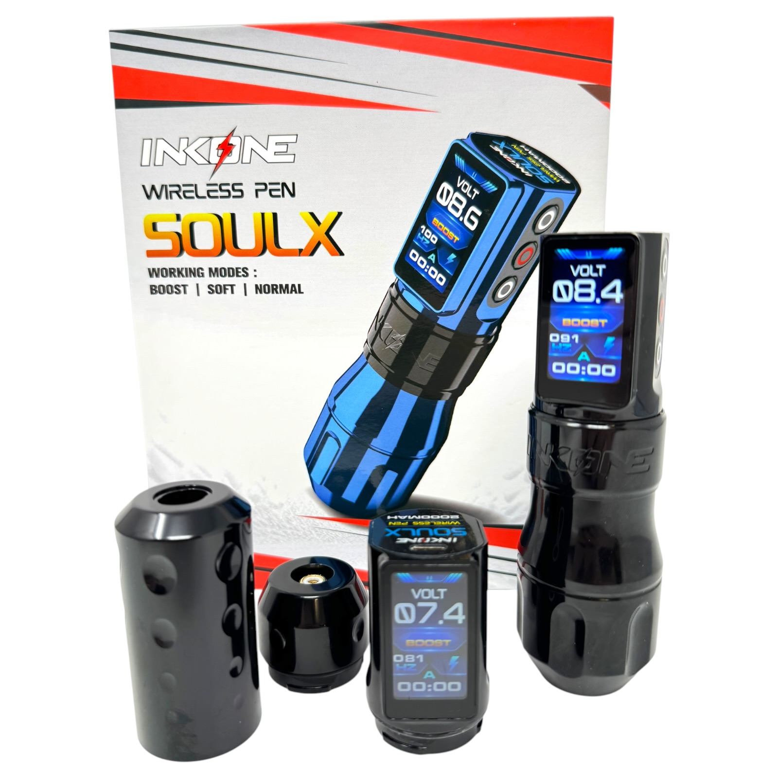 INKONE SOULX Dark Black - Wireless Tattoo PROFI Pen Maschine verstellbar New Gen
