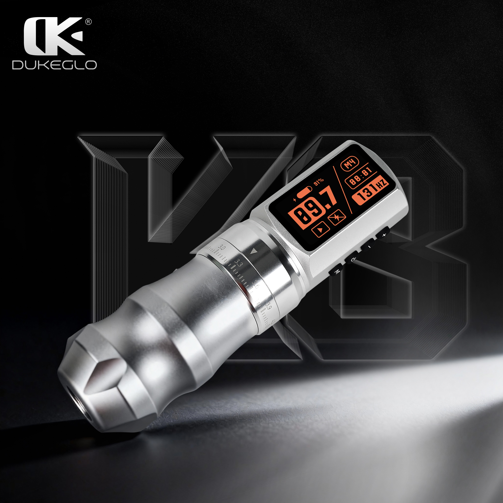 DUKE Wireless Pen K8 CHROM - kabellos - Hub verstellbar - mit extra starkem Akku