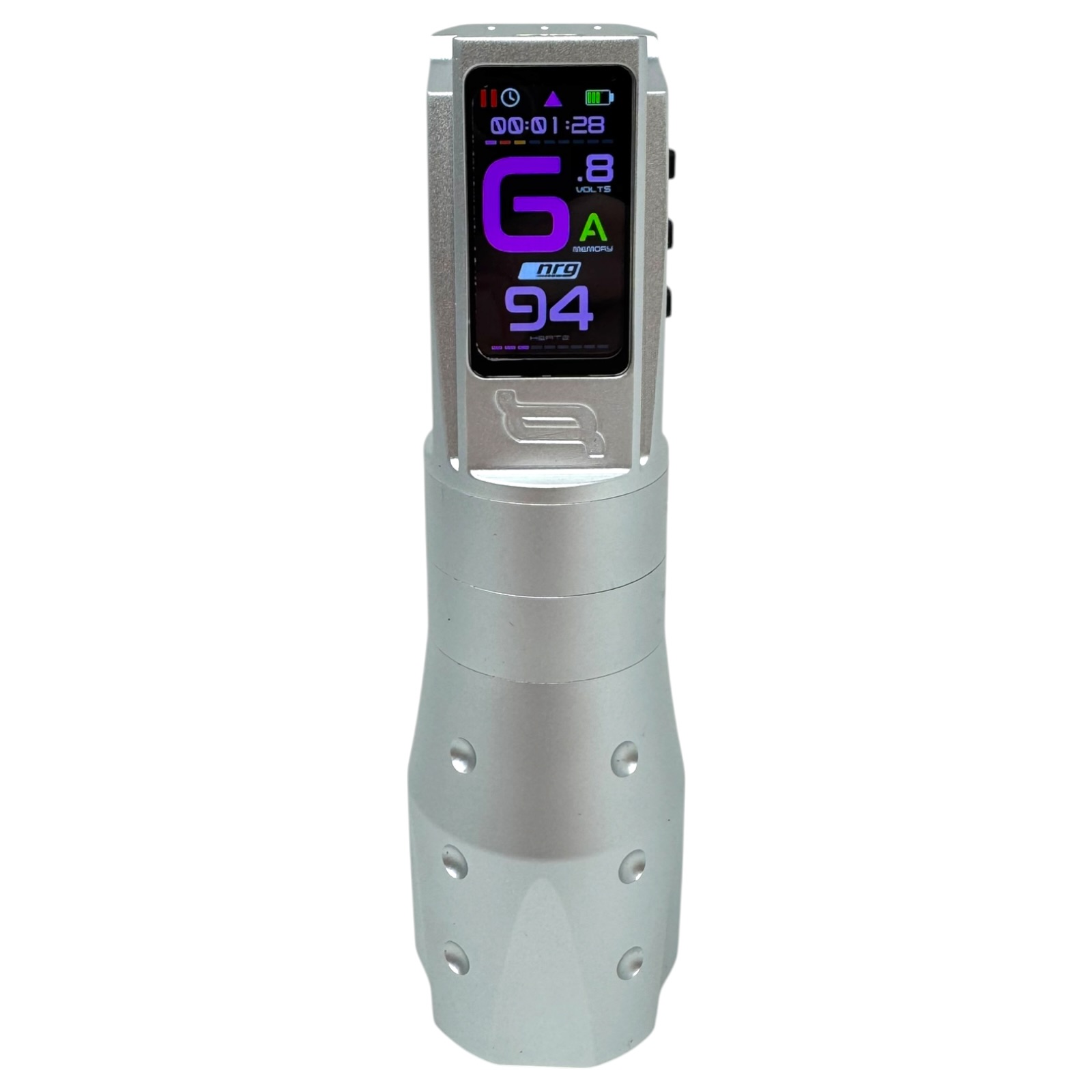 INKONE NRG White Chrome - Wireless Tattoo PROFI Pen Maschine verstellbar New Generation High End Japan - 2xAkku