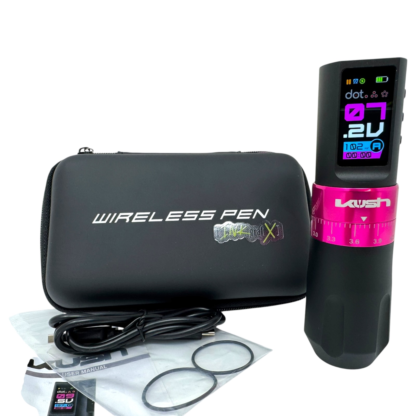 INKONE KUSH Pink - Wireless Tattoo PROFI Pen Maschine verstellbar New Generation
