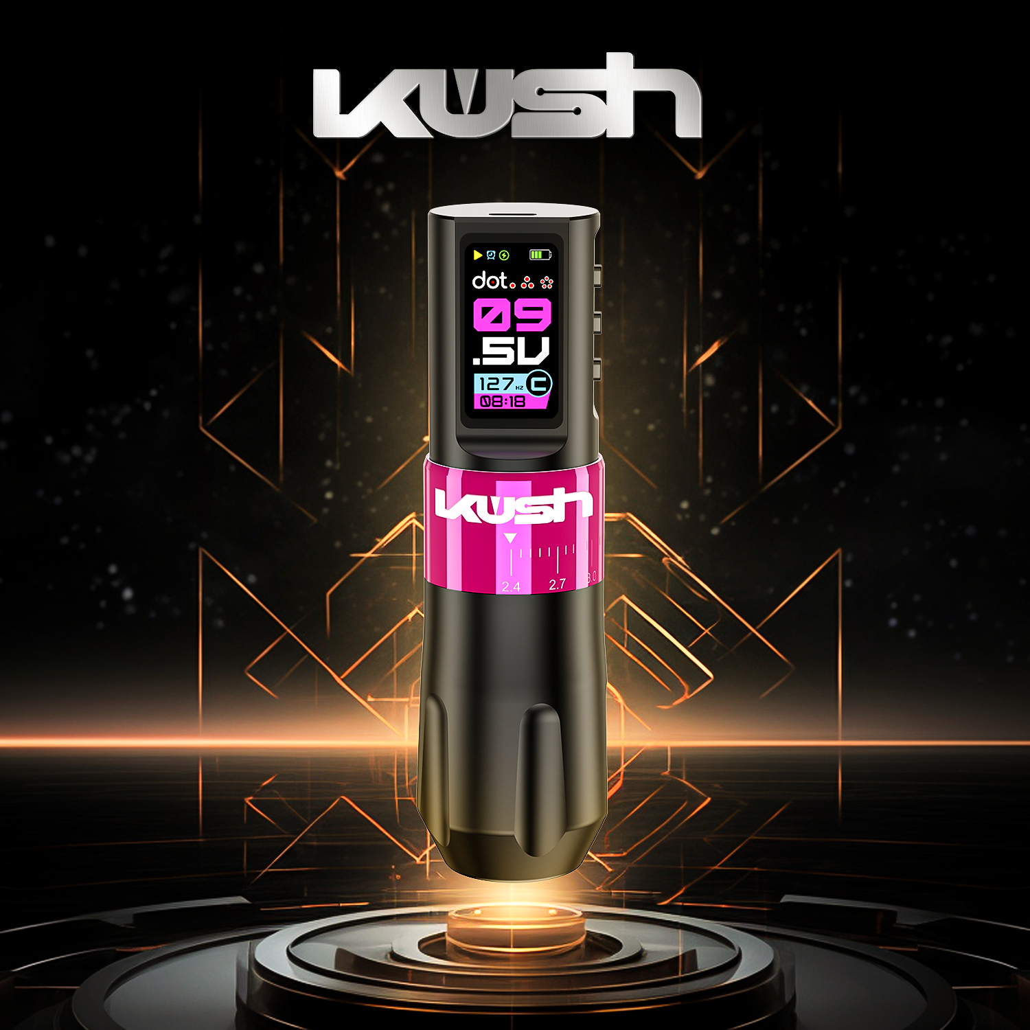INKONE KUSH Pink - Wireless Tattoo PROFI Pen Maschine verstellbar New Generation