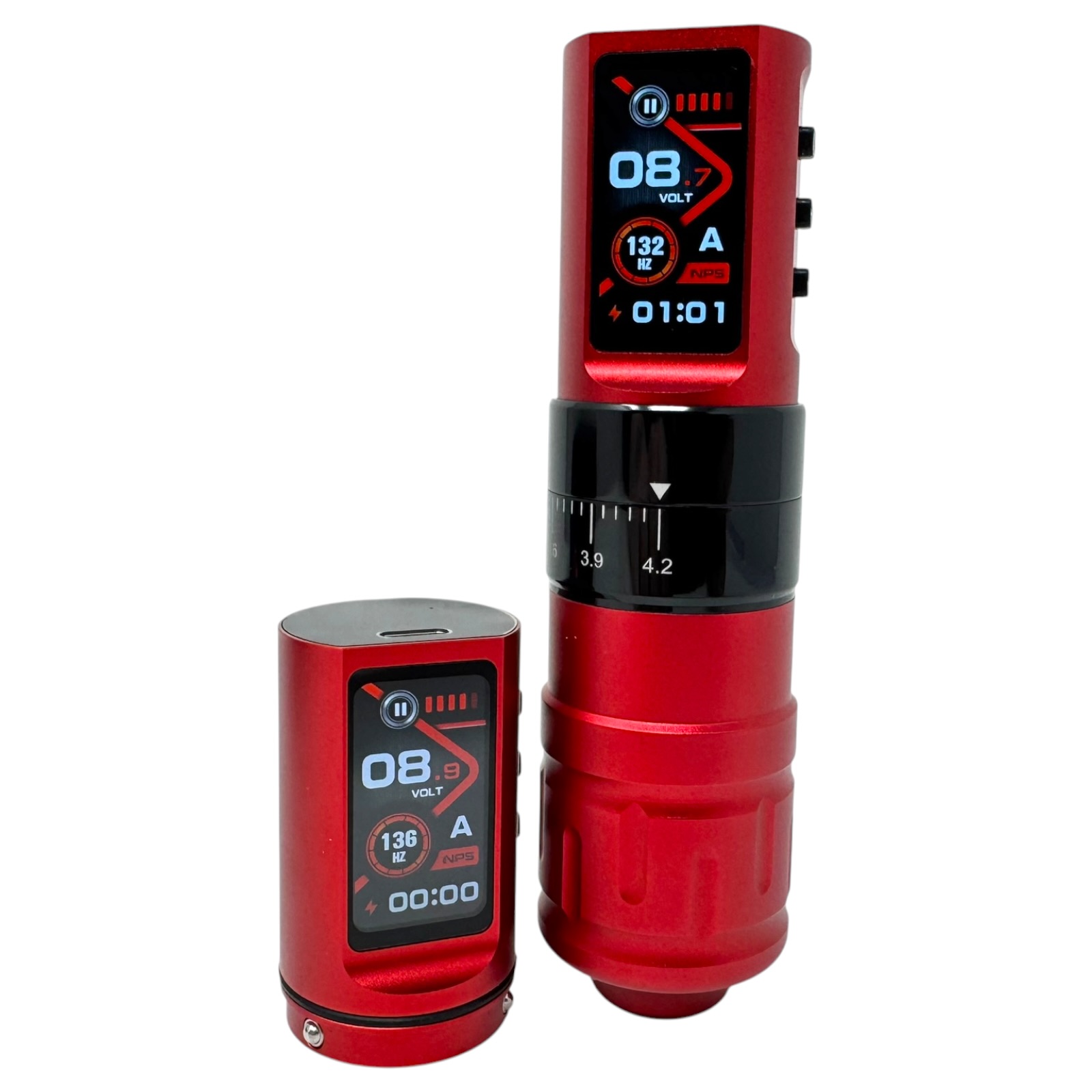 INKONE U1 RED Moon - Wireless Tattoo PROFI Pen Maschine verstellbar - 2 Akkus - New Generation