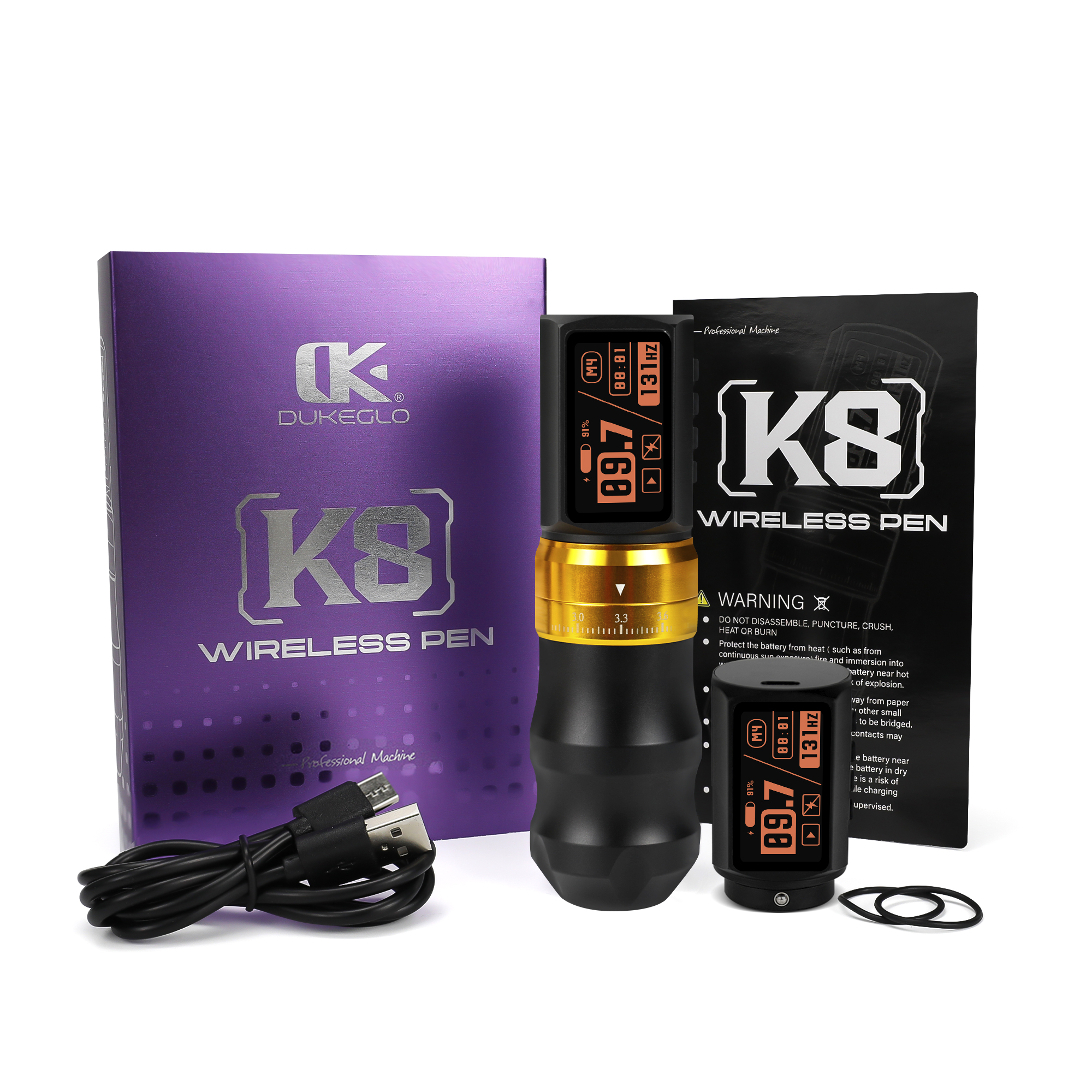 DUKE Wireless Pen K8 BLACK - kabellos - Hub verstellbar - mit extra starkem Akku  