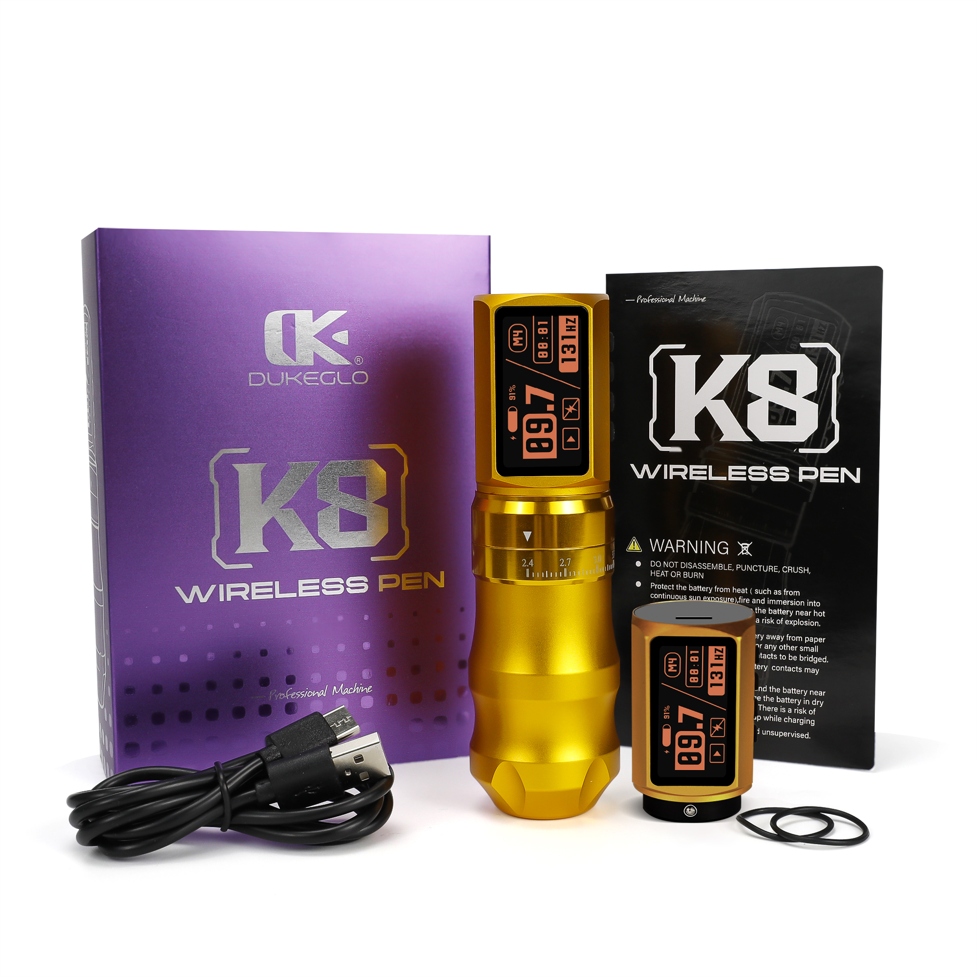 DUKE Wireless Pen K8 GOLD - kabellos - Hub verstellbar - mit extra starkem Akku  
