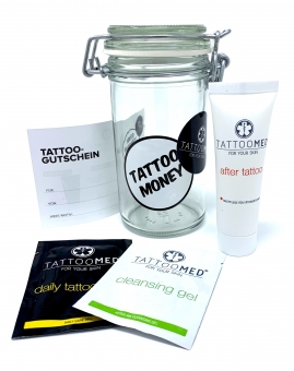 TattooMed® Tattoo Spardose + 25ml Tube After Tattoo + Gutschein - Mega-Geschenk 