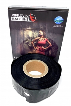 365m TATTOO CLIPCORD COVER und PEN Schutz -  Schwarz UNIGLOVES Black - 5,5cmx365cm Cover - kurz - INKgrafiX® Clip Cord 